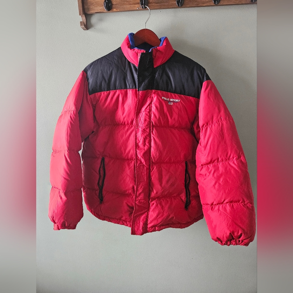 Vintage Polo Sport Red Puffer Jacket